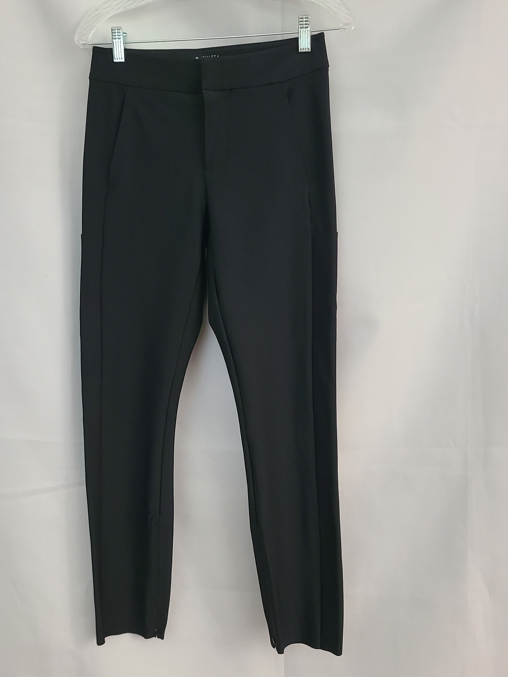 Athleta Sz 4 Black Stellar Trouser Stretchy Zip Ankle Athleisure Office Pant